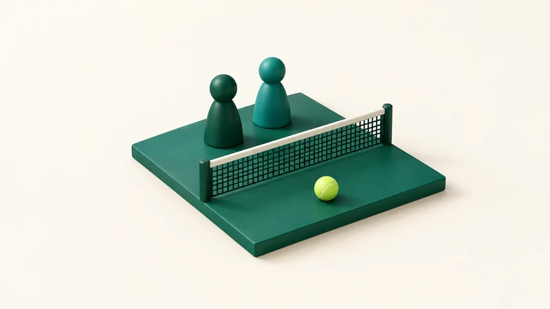 Two player markers aligned together behind a miniature padel net.